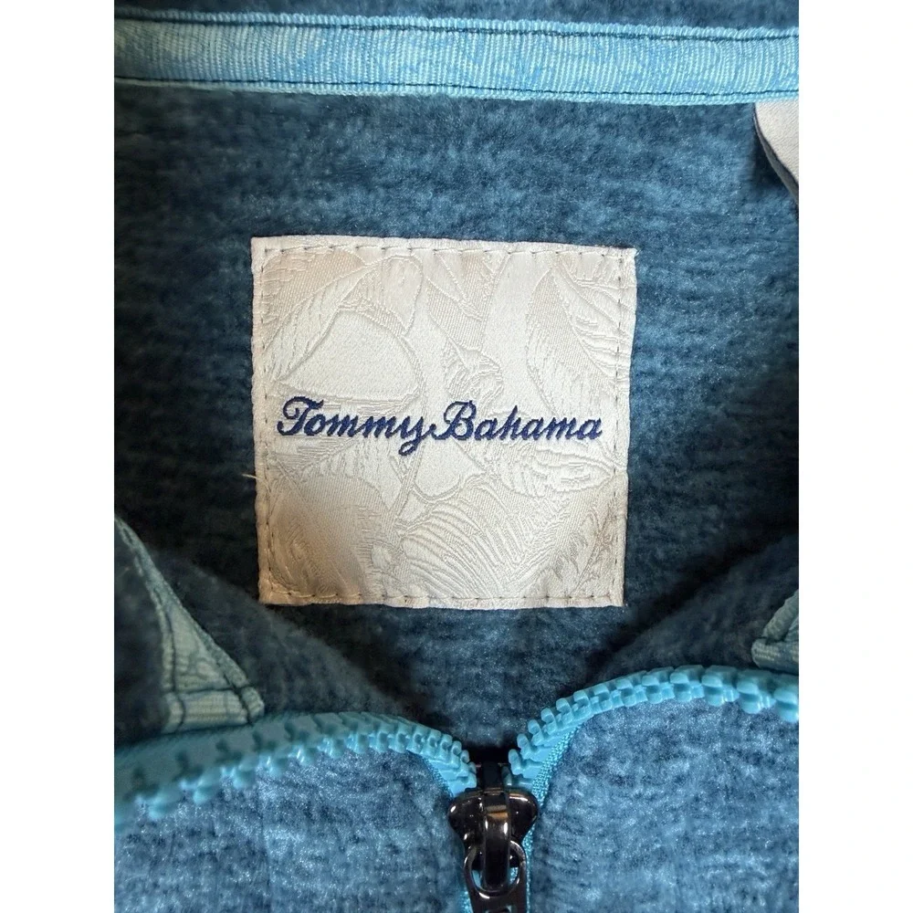 Tommy Bahama Half Zip Pullover Mens S Blue Heather Fleece Sweater Jacket Golf